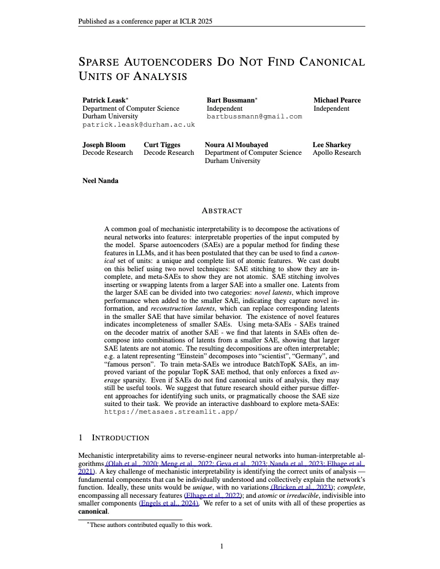 Sparse Autoencoders Do Not Find Canonical Units of Analysis